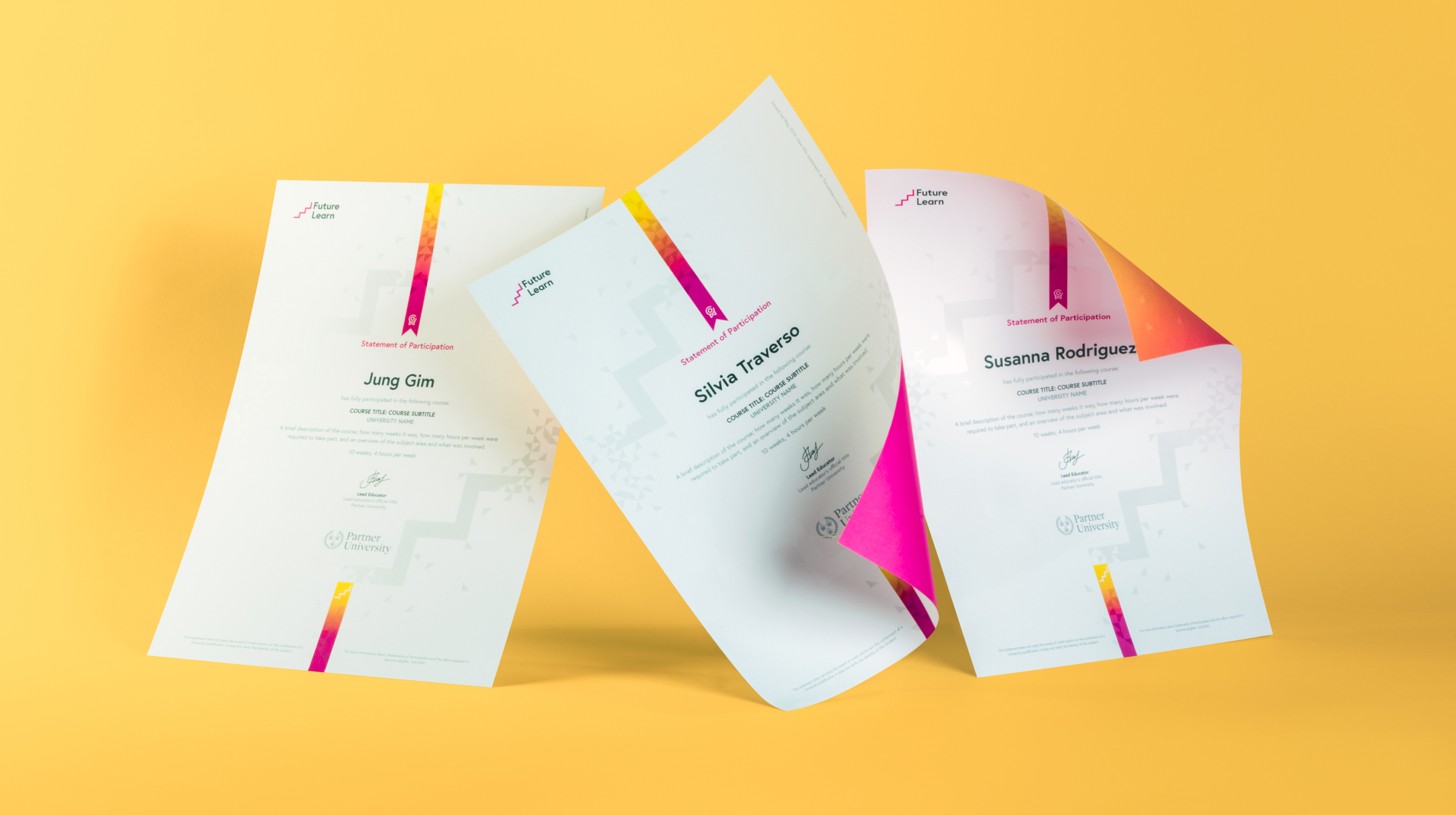 Redesigned FutureLearn statement of participation certificates